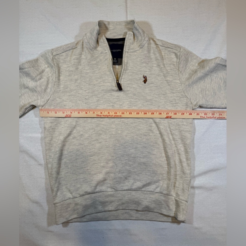U.S. Polo Association Men's Cream Zip Up Sweater - Picture 7 of 9